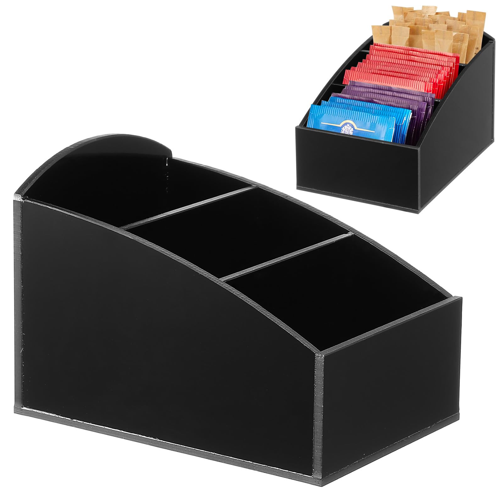 Generico Porta Bustine Design a Scomparti Separati in Acrilico Nero Zucchero Organizer per Cialde Caffe e Bustine Tè per Casa