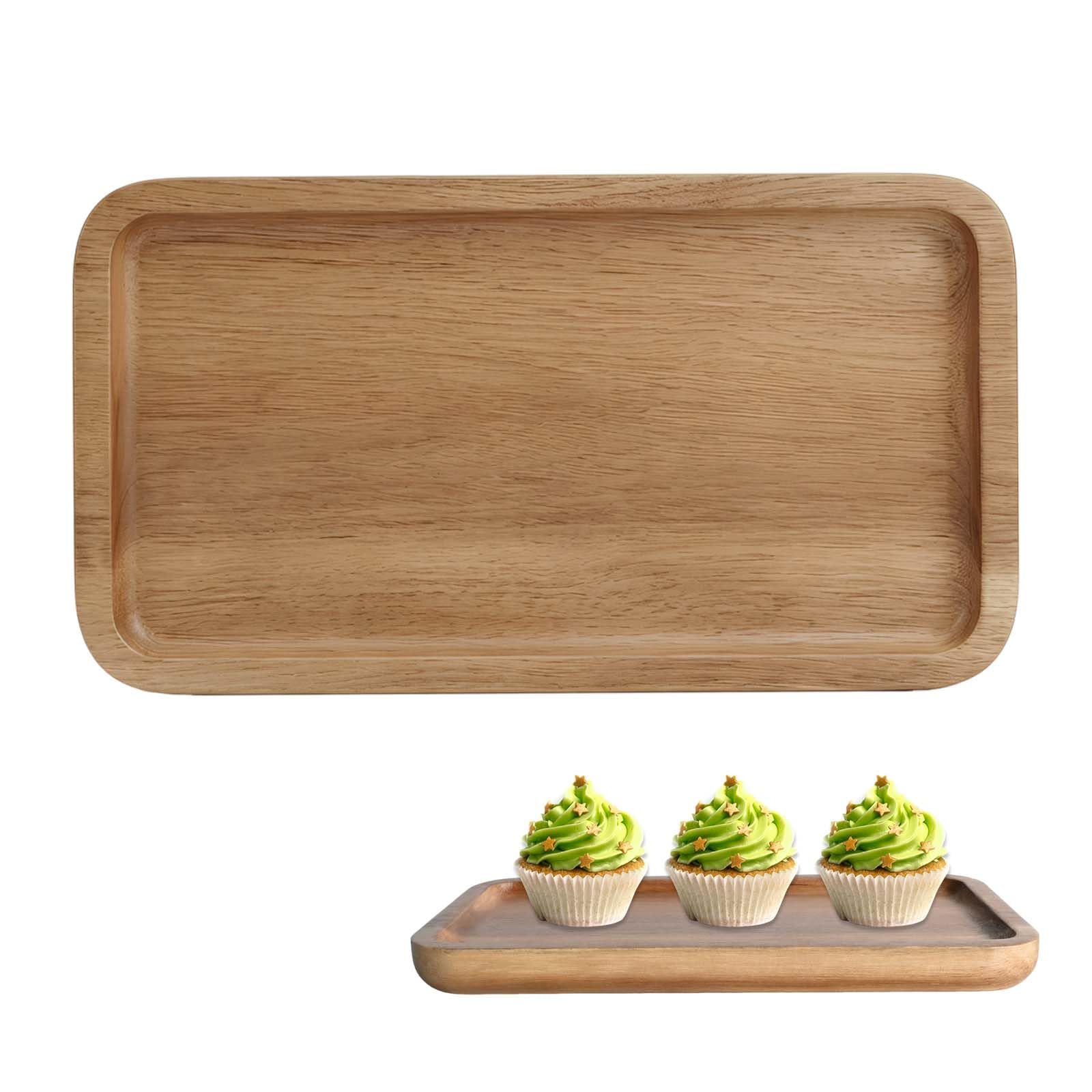 Solvio Small Wooden Tray, Wood Serving Tray for Tea & Coffee, Rectangular Charcuterie Board for Kitchen Counter, Bathroom Vanity & Home Decor -Raised Edge Platter for Food, Snacks &Display 19x 10.5cm