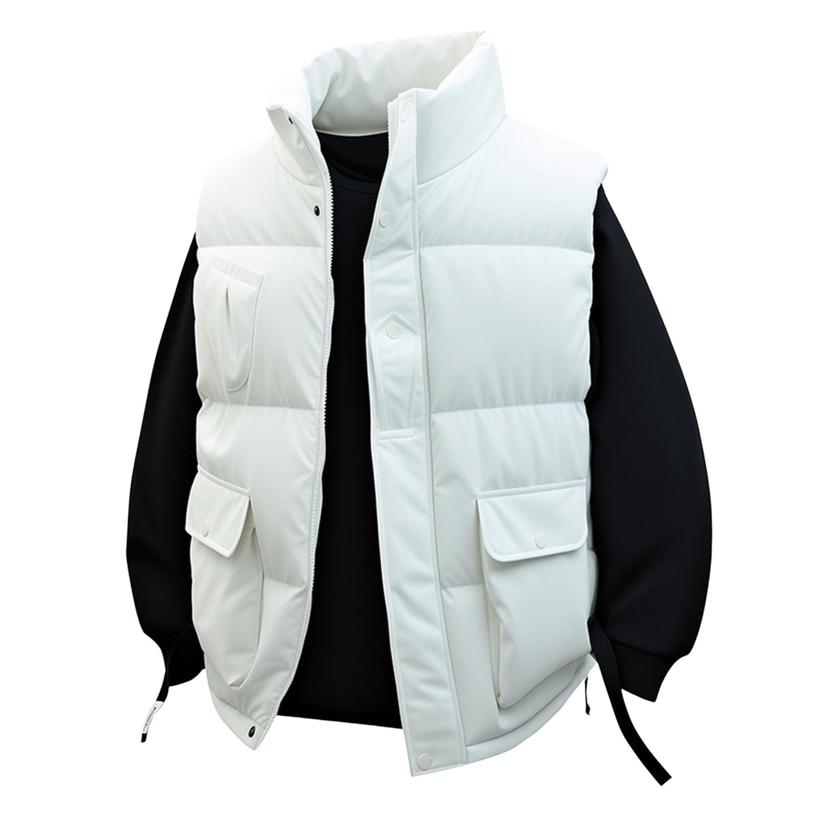 Genérico Abrigo Cálido para Hombre,Holgado y Cómodo de Color Sólido Chaquetas Algodón Acolchado Chaqueta Trabajo Invierno cálida e informal a prueba viento Superior Holgado