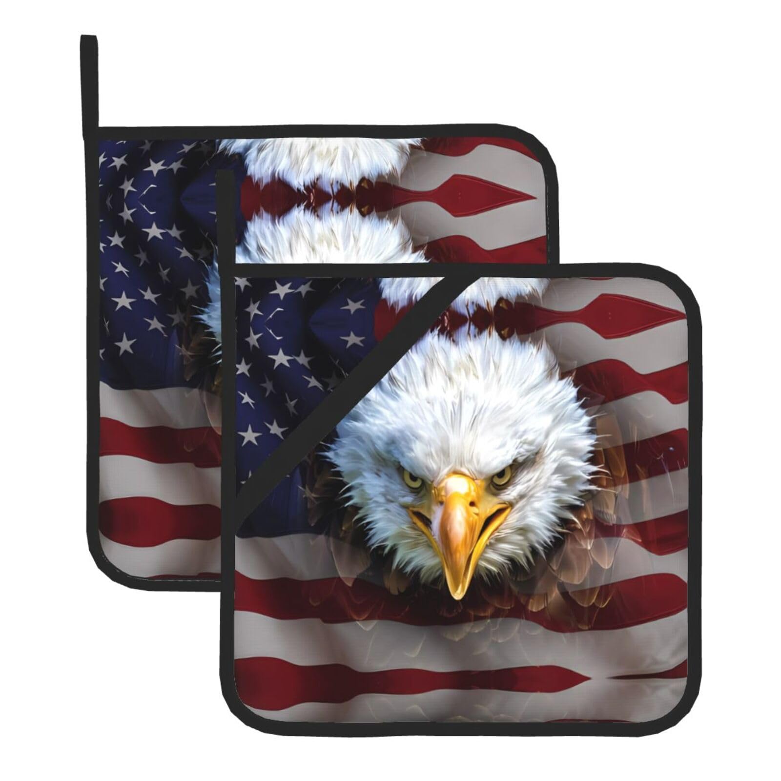 HJFCZH American Bald Eagle Prints Square Hot Pads for Kitchen Counter - Waterproof Pot Holders, Durable Heat Resistant Throw Layers for Serving, Oven & BBQ - 2 Pack