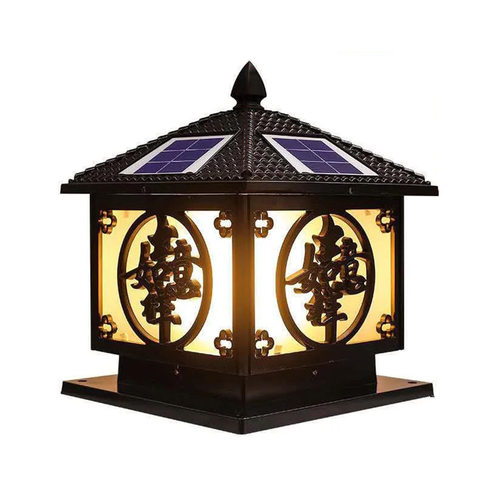 Outdoor Wall Lights Outdoor Solar Column Headlight IP65 Waterproof Garden Pillar Lamp LED Solar Villa Post Light Japanese-Style