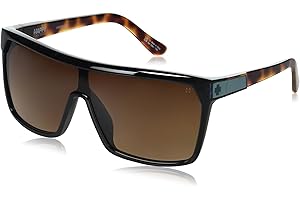Spy Flynn Round Sunglasses Unisex-Adult Round Black/Honey Tort Happy Dark Brown Fade
