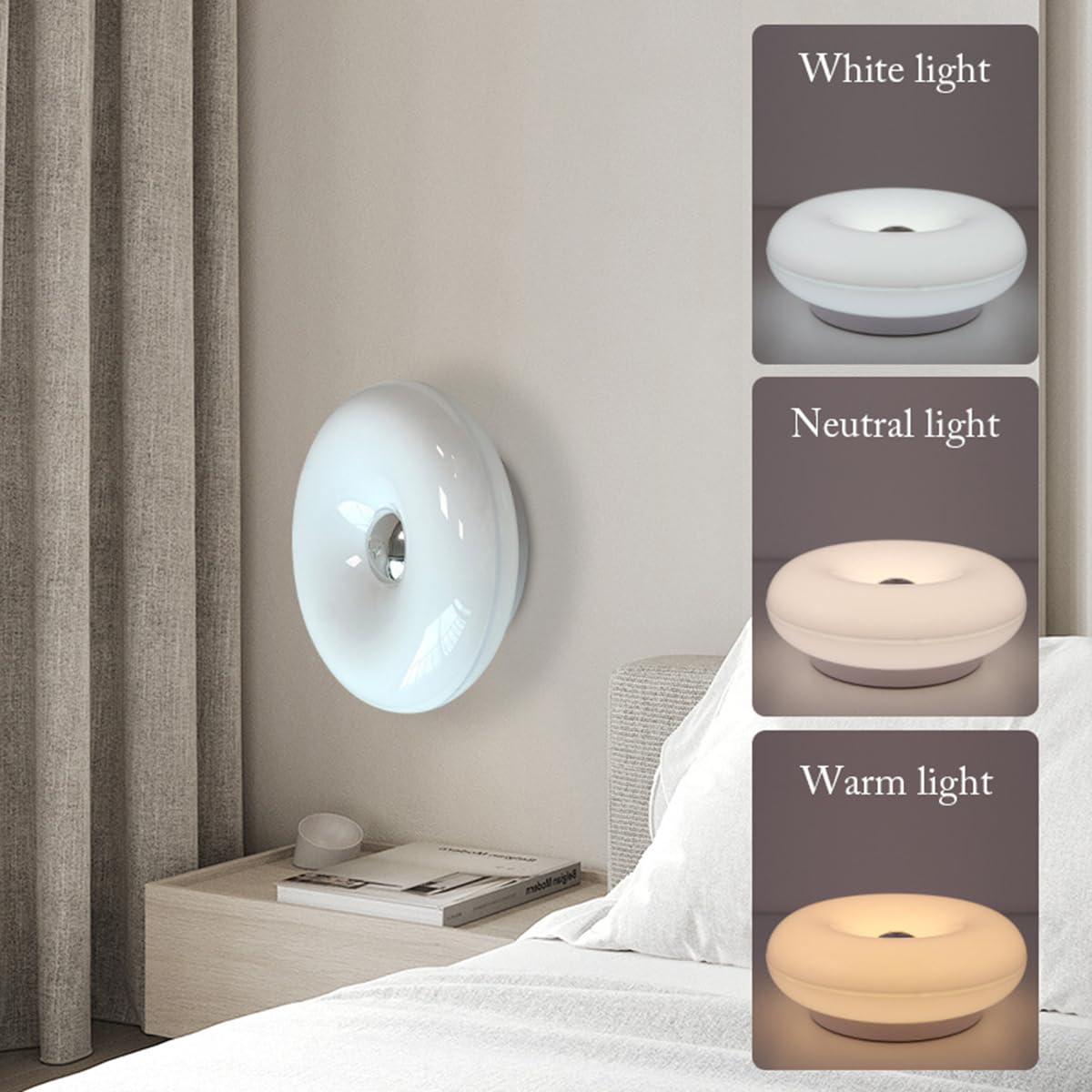 Lámpara Donut naranja LED recargable Lámpara de mesa Donut inalámbrica con regulador táctil Lámpara de mesa recargable por USB de 2000 mAh Lámpara de mesita de noche a pilas Lámpara decorativa,blanca