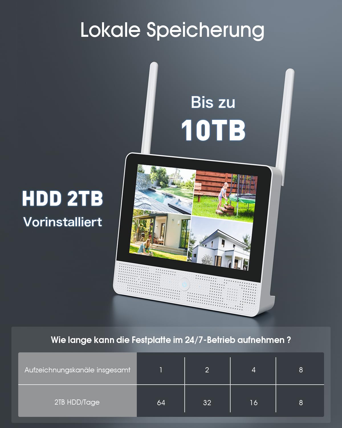 ANRAN 3K Überwachungskamera Aussen Set WLAN,8CH NVR mit 10,5" Monitor & 4X 5MP PTZ Aussenkameras,Auto-Tracking,KI-Erkennung (Person/Fahrzeug/Tier/Packeterkennung),24/7 Aufzeichnung,Ohne ABO
