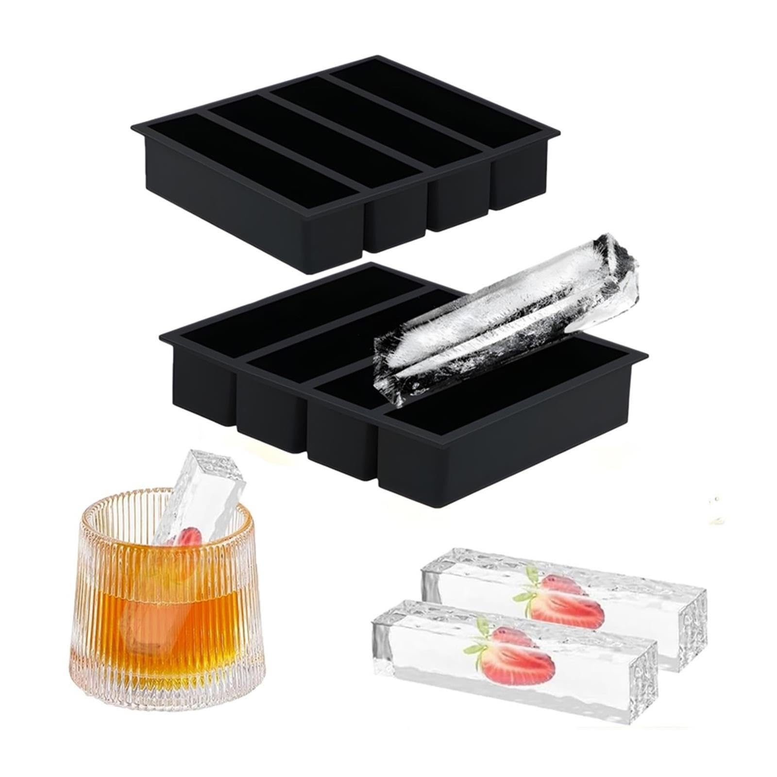 Molde for bandeja de cubitos hielo silicona cuadrado 4 rejillas