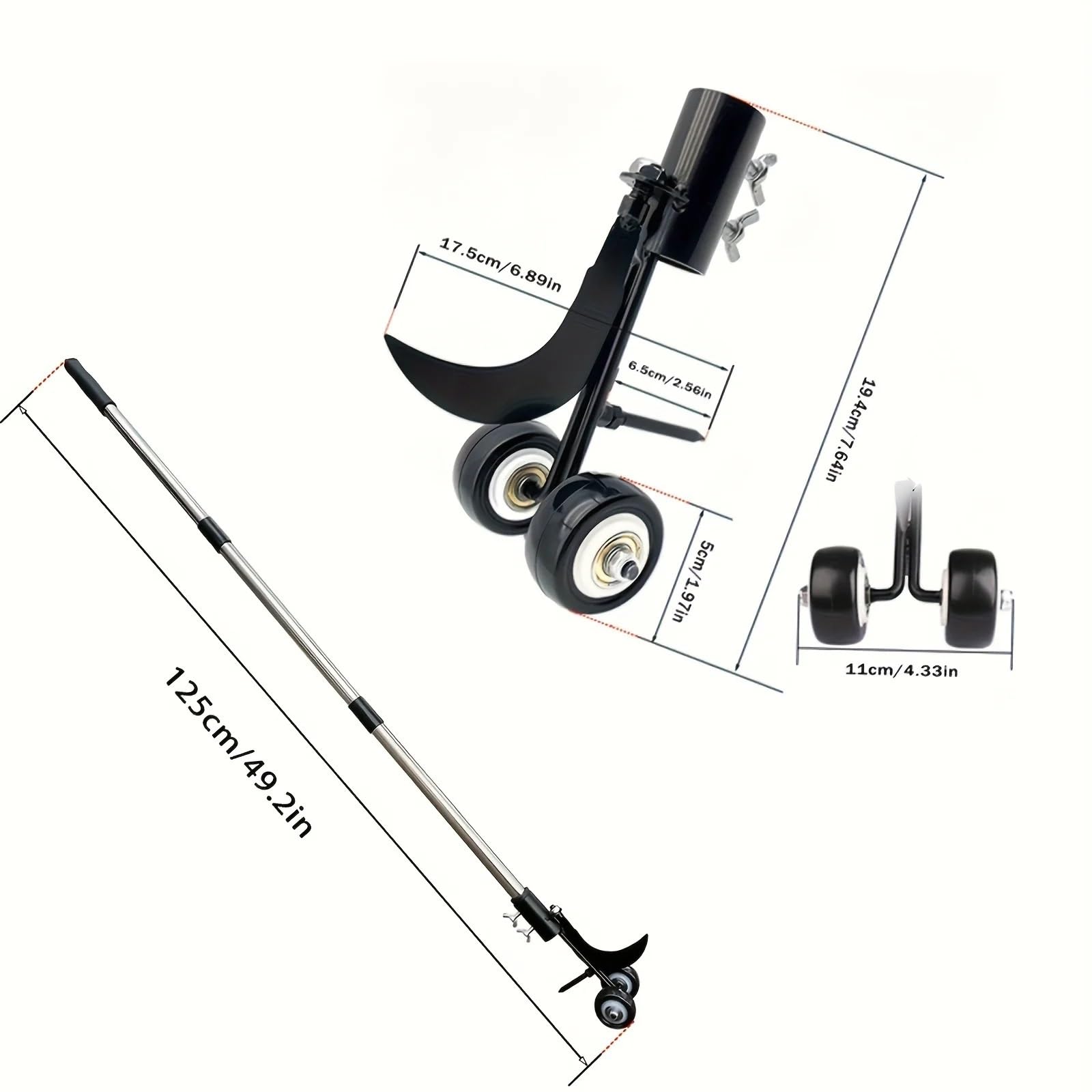 Unkrautstecher aus Metall mit Rädern – Handgeführte Unkrautstecher, 1 Stück(Double Hook with Rod)