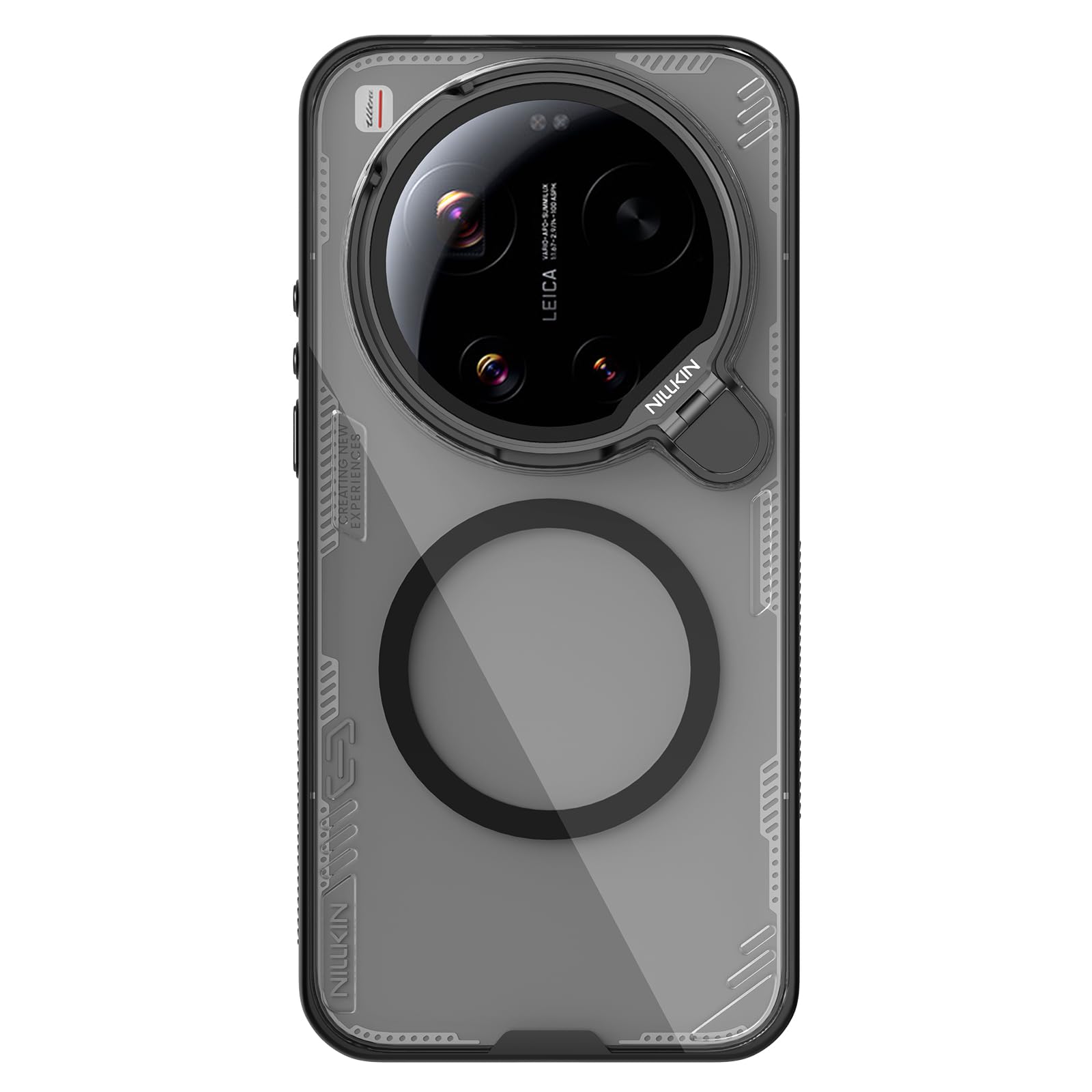 COQUE Custodia magnetica trasparente per Xiaomi 17 Ultra, cover a specchio trasparente ad alta definizione, anello magnetico N52 integrato, custodie sottili per Xiaomi 17 Ultra-Nero