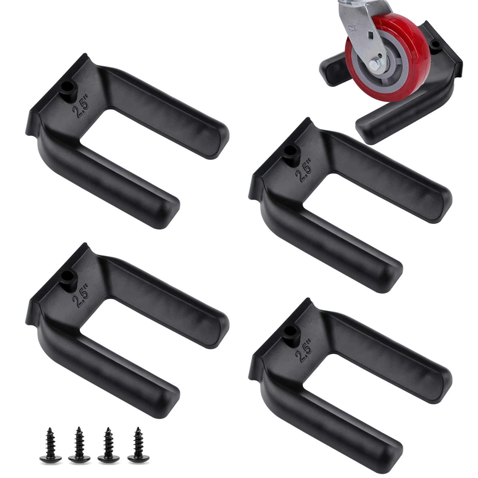 UFURMATE Chair Wheel Stopper, 4Pcs Plastic Furniture Coasters Wheels Stoppers Non Slip Furniture Caster Pads Fit Wheels with Dia. 65mm (with Fixing Holes)