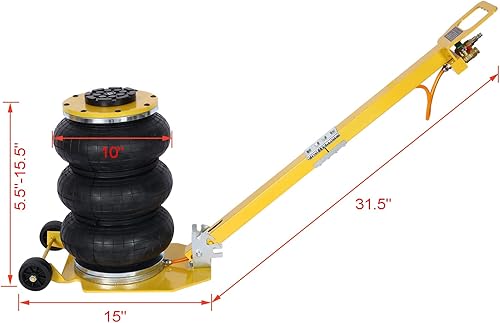 Miniatura 9 de Gato de aire de triple bolsa de 3 toneladas6600 libras, gato de elevación rápida 3-5S, gato neumático de elevación de hasta 16 pulgadas para autos