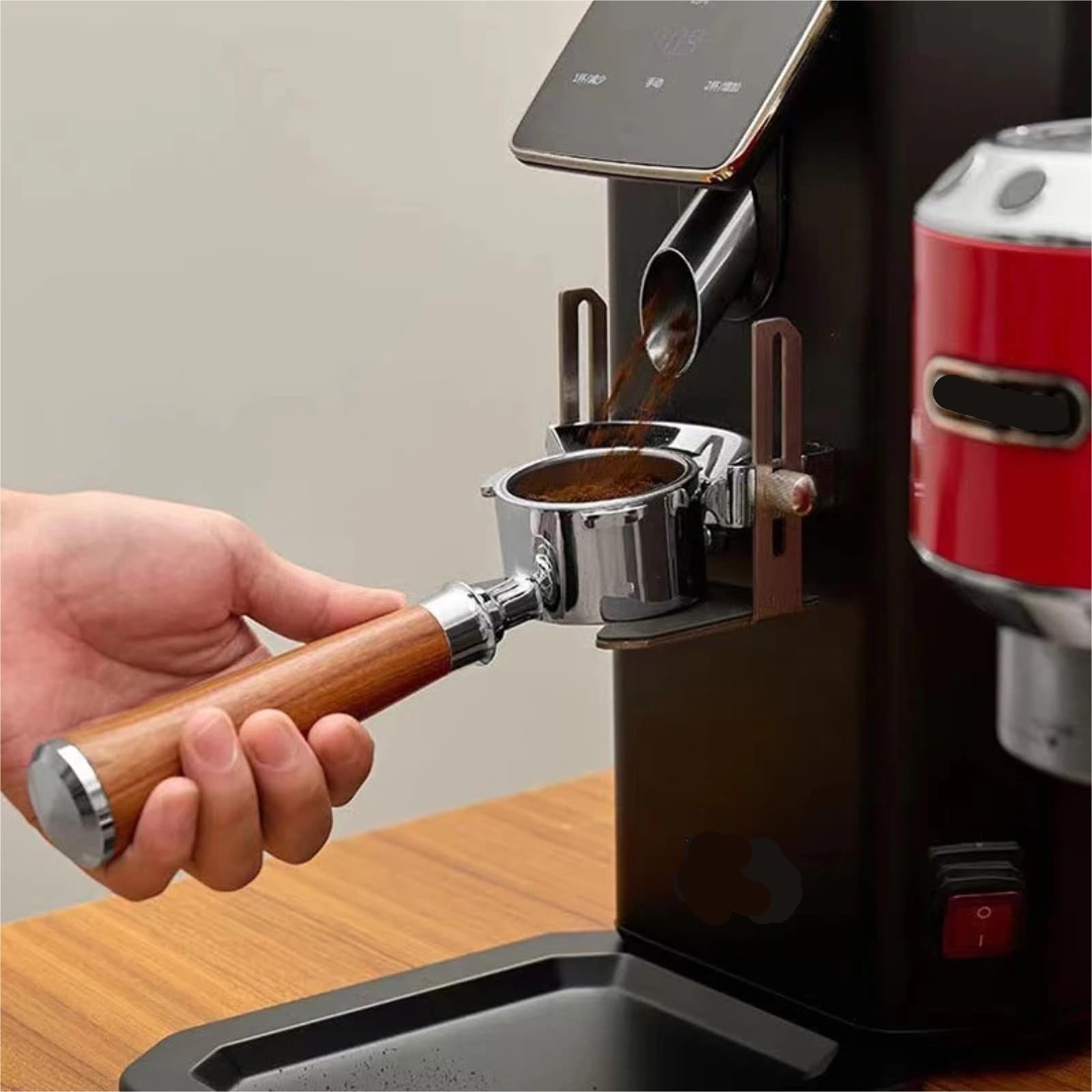 Portafiltro Compatible Con De'Longhi Dedica EC680/EC685. | Portafiltro sin fondo de 51 mm y 3 orejas con mango de madera - Cesta de filtro de repuesto for barista(B.230X51mm)