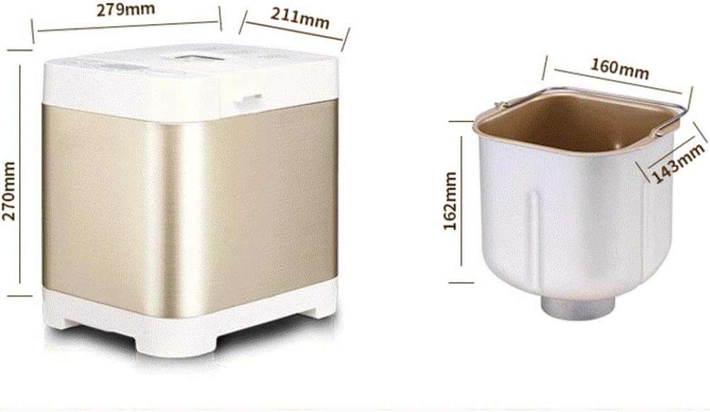 Bread Machine-Stainless Steel Machine, Programmable Maker with Fruit Nut Dispenser, Nonstick Ceramic Pan