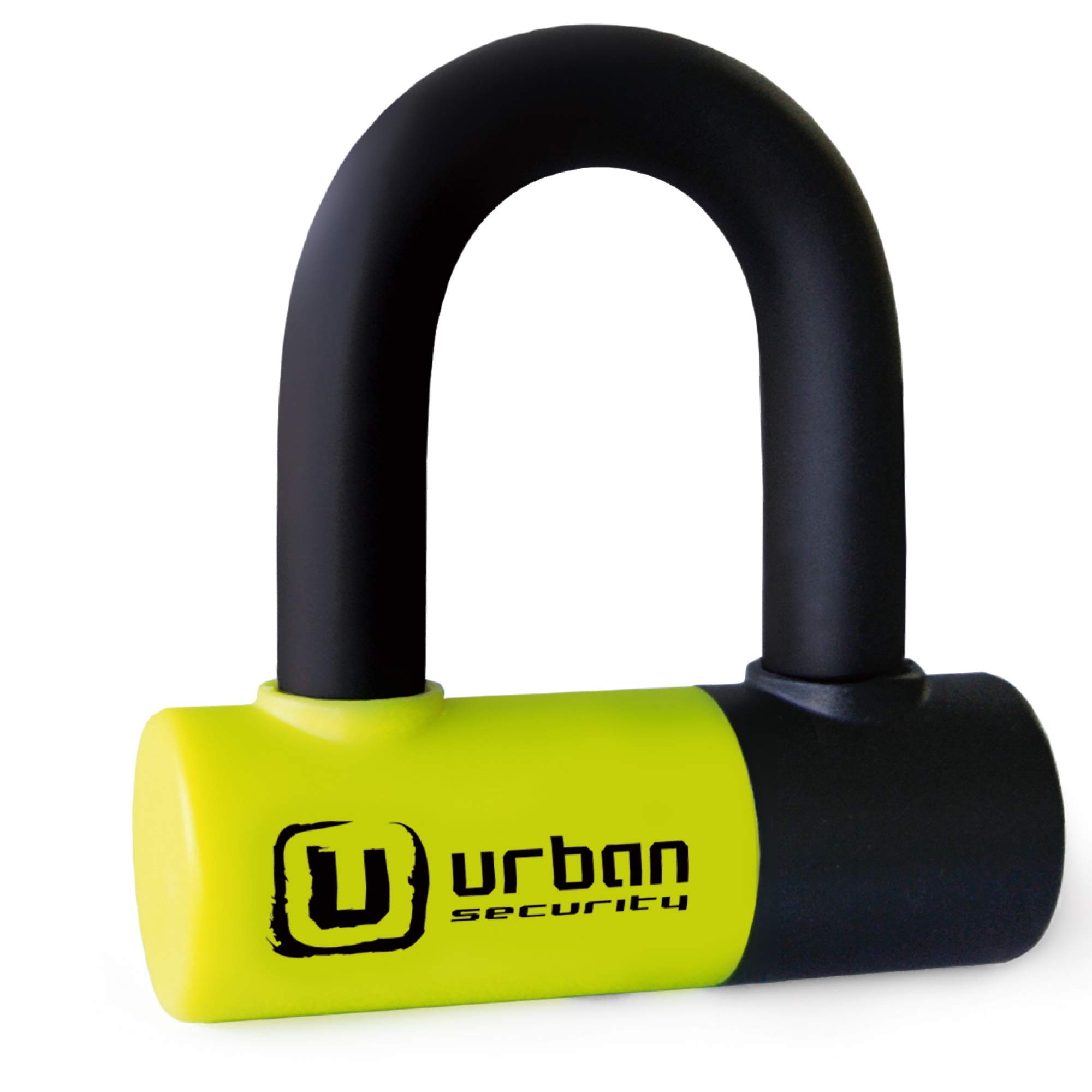 URBAN UR59K150 Antivol moto chaîne en acier trempé de 13,5 mm avec cadenas solide Mini U 14 mm, 150 cm, noir/jaune