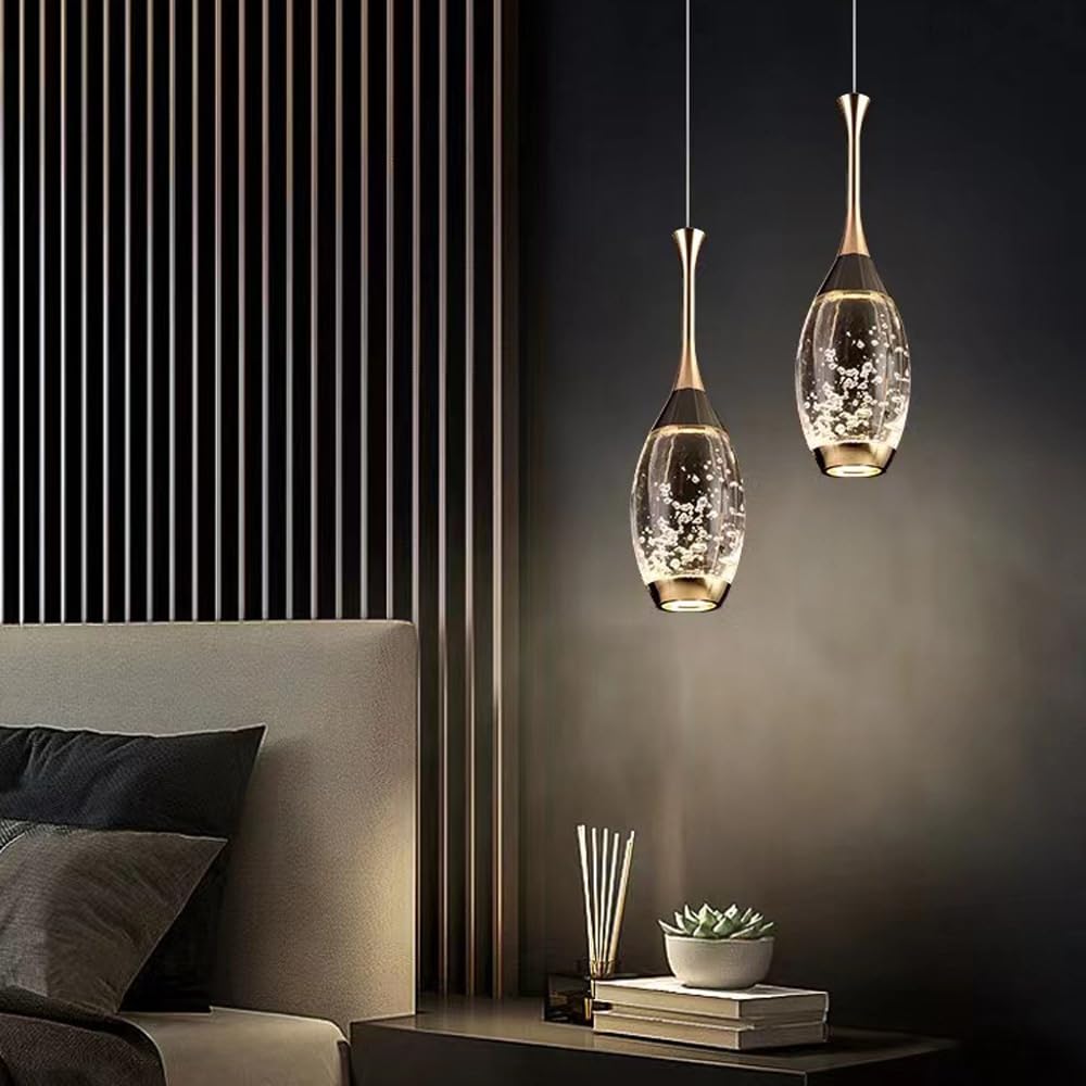 Nowoczesny cylindryczny styl cylindryczny LED lampa wisząca LED 2 światła, czarno-złoty mini żyrandol w stylu vintage, inspiracja z połowy wieku, do przedpokoju, e