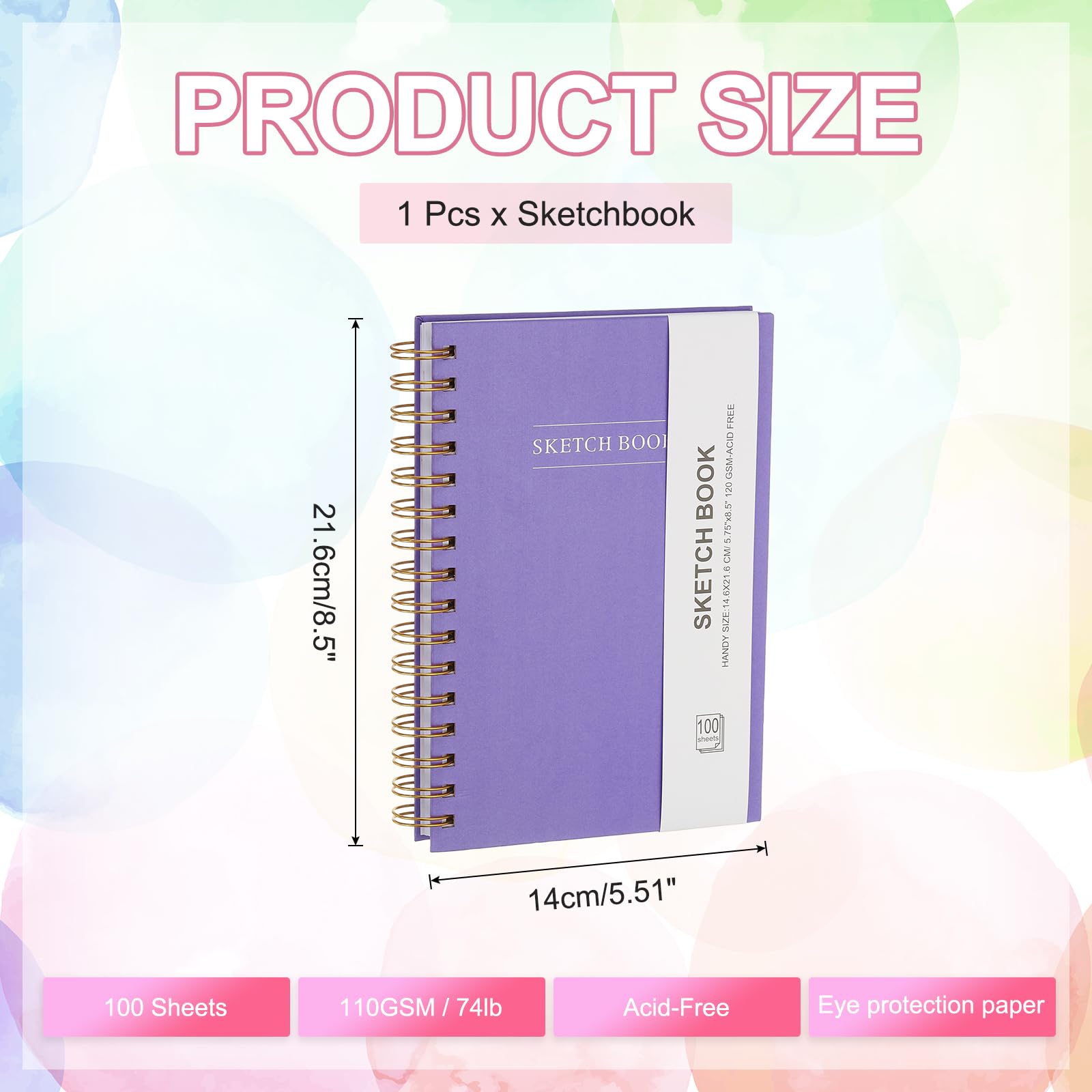 PATIKIL 8.6x5.6" Hardcover Spiral Bound Sketchbook - Image 2