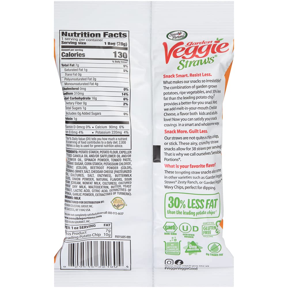 Sensible Portions Garden Veggie Straws, cheddar cheese,cheese, Snack