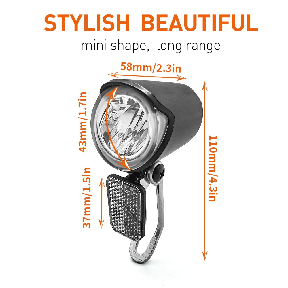 Ebike Light LED Electric Bike Headlight 24V 36V 48V 60V for Electric Bicycle Bike Light Accessories (Waterproof Plug)