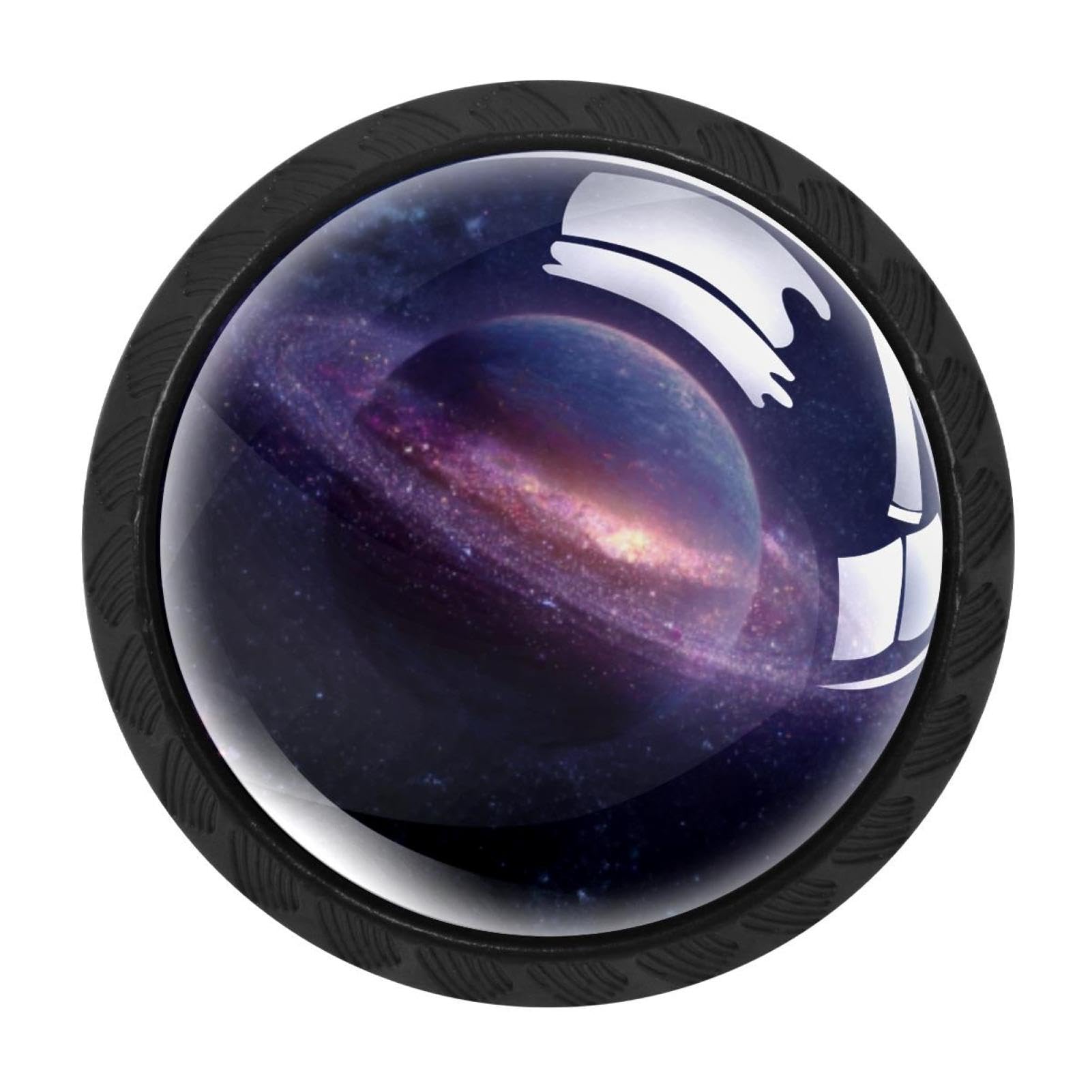 CHENZZZZ 4 Pieces Galaxy Planet (7) Kitchen Cabinet Knobs Drawer Knobs Dresser Knobs Black Knobs Drawer Pulls Dresser Drawer Handles Knobs for Dresser Drawers