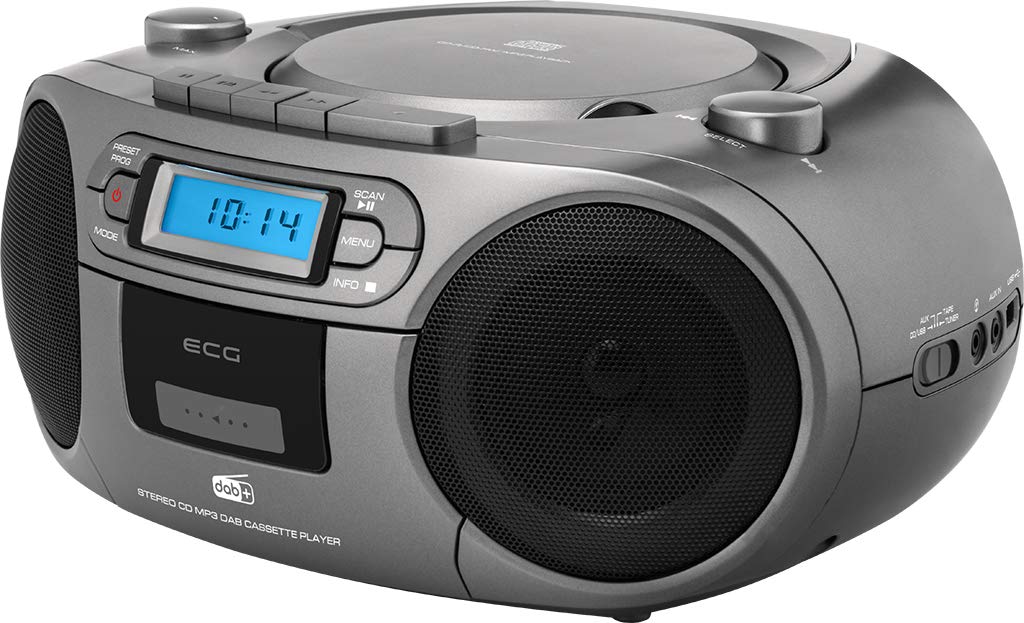 ECG CDR 999 DAB DAB+ / radio FM z odtwarzaczem CD/kasetowym, srebrny
