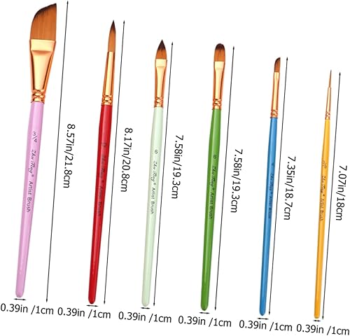 Miniatura 7 de EXCEART Juego de 6 bolígrafos de acuarela, pinceles de pintura de pared, pinceles de pintura para pintura acrílica, acuarela, plumas, acuarela,