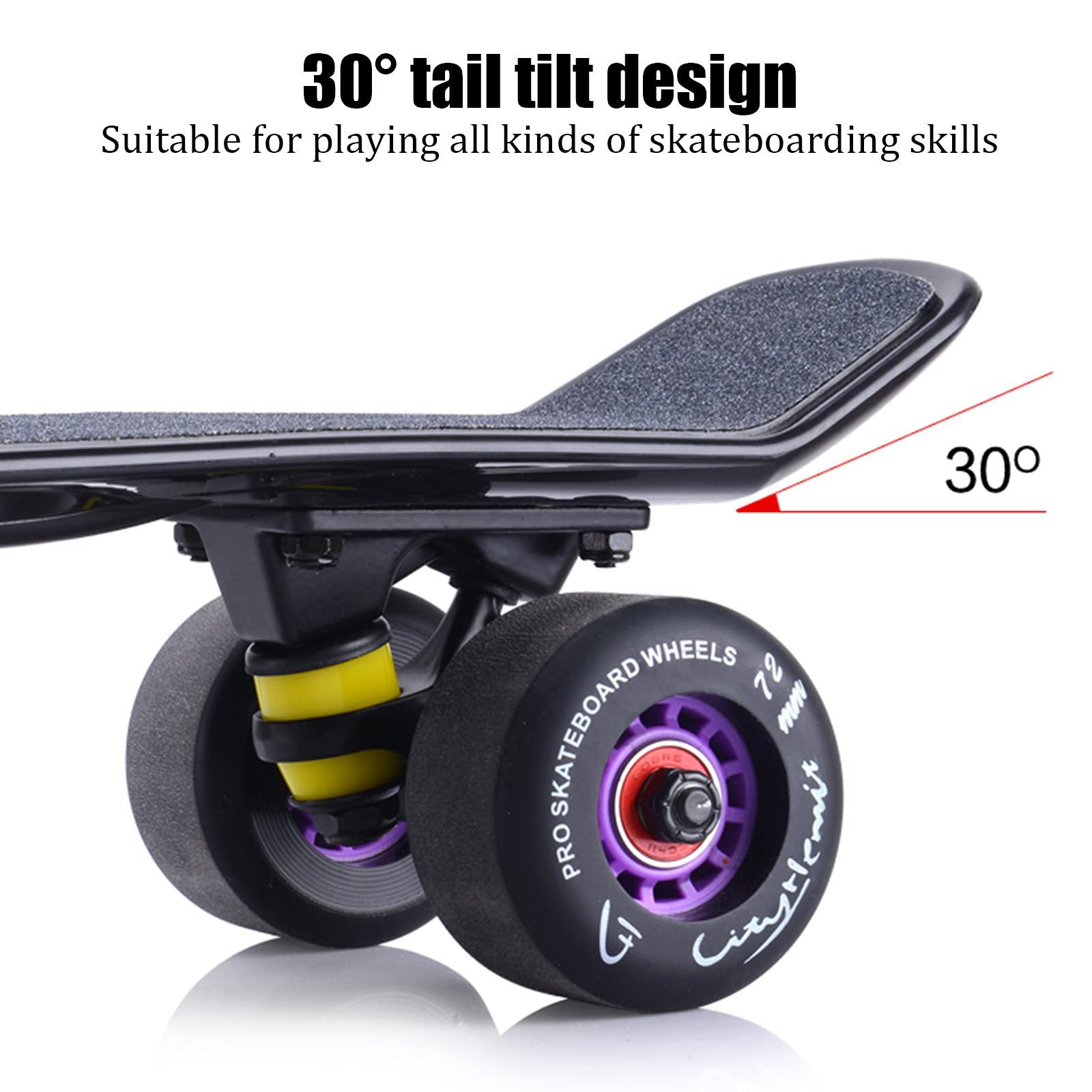 Mini Skateboard 22'' Complete Cruiser Planche à Roulette pour Enfants Adolescents Jeunes Adultes, Skateboard Débutants Entièrement Assemblé avec Équipement de Protection et Outils de Réglage