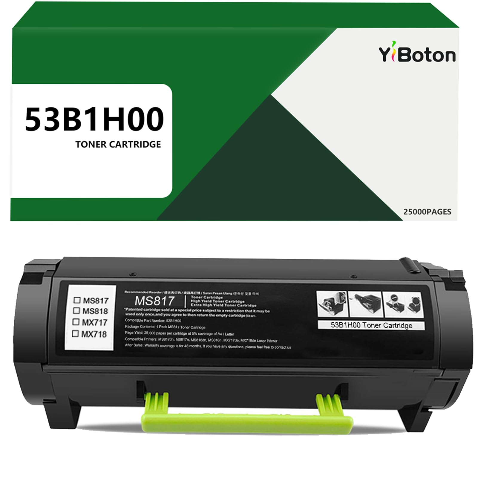 High Yield MS817 53B1H00 53B0HA0 53B1000 Black Toner Cartridge | Compatible with Lexmark MS817 MS818DN MS817N MS817n MS817dn MS818 MS818dn MX717 MX718 Printers (25,000 Pages)
