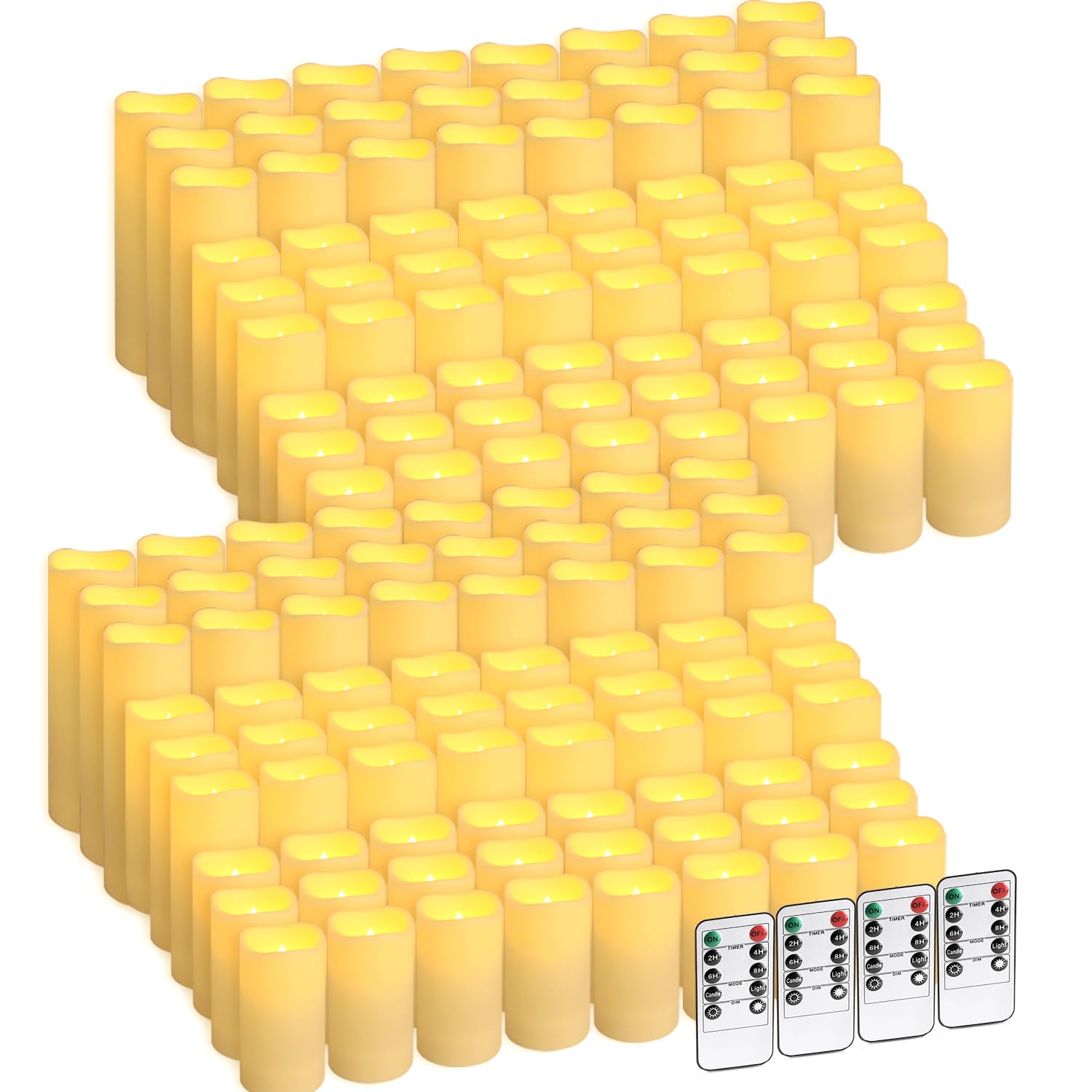 144-Pack LED Flameless Candles with Remote Control - Battery Operated Timer Dimmable 3D Flame Flickering Perfect for Halloween — view 2