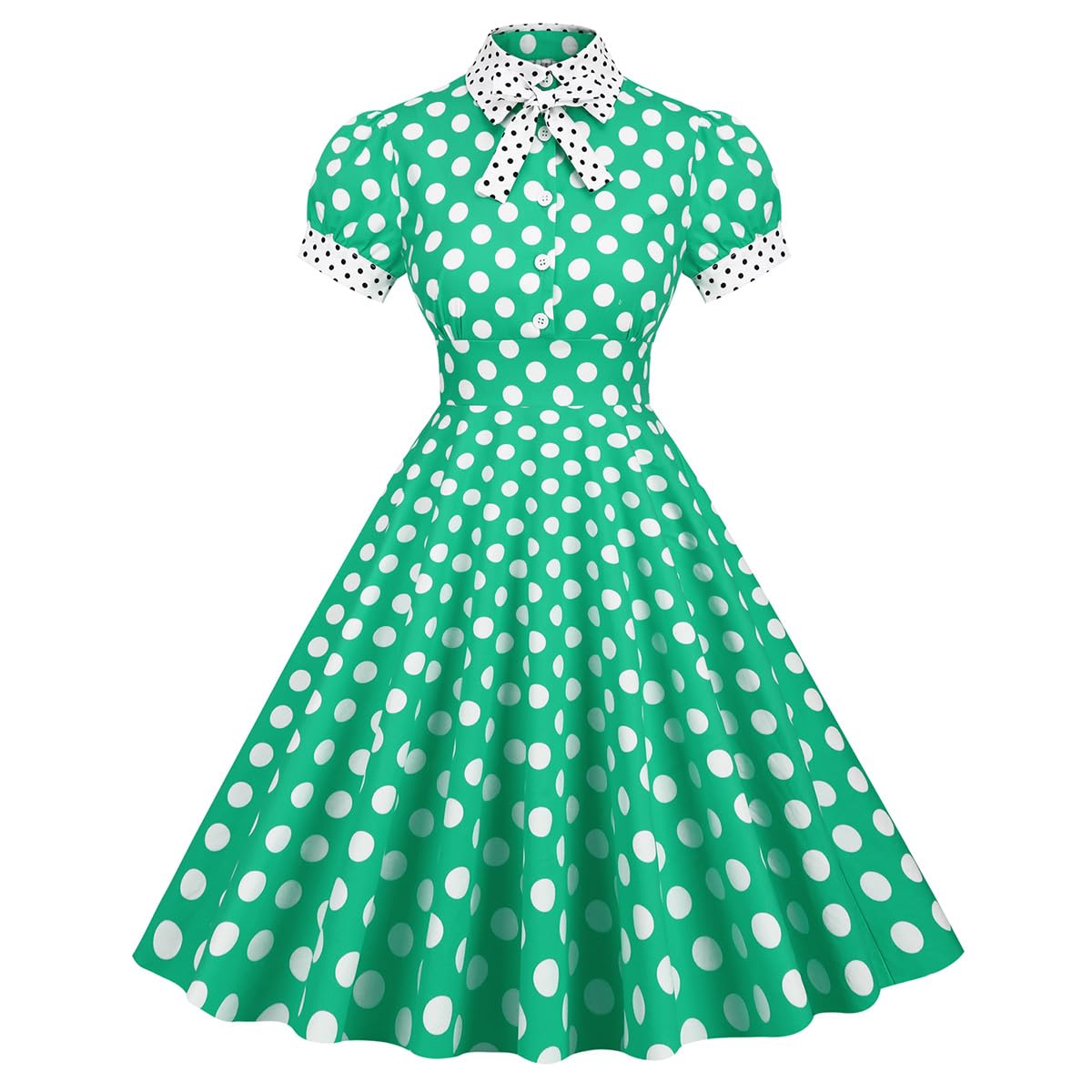 OBEEII Robe Femmes Vintage de Années 50 Elégantes Audrey Hepburn Swing à Pois Robe de Soirée Cocktail Cérémonie Anniversaire Bal Fête Rockabilly