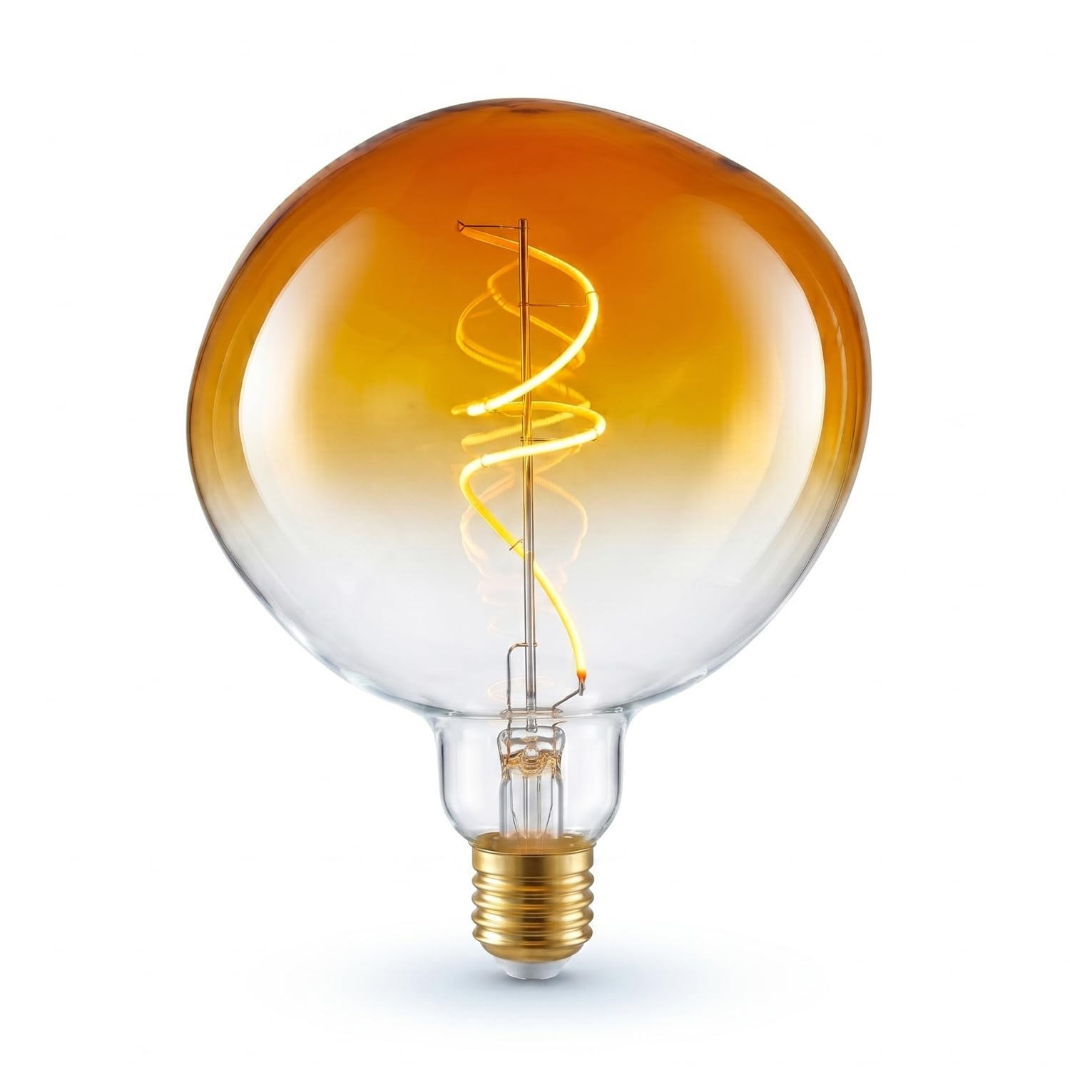 6W E27 XXL LED Lampe Melted Ice Bernstein Dimmbar 2700K | Dunkler Bernstein-Farbverlauf am Sockel. Schafft Retro-Atmosphäre für Schlafzimmer, Café und Restaurant.