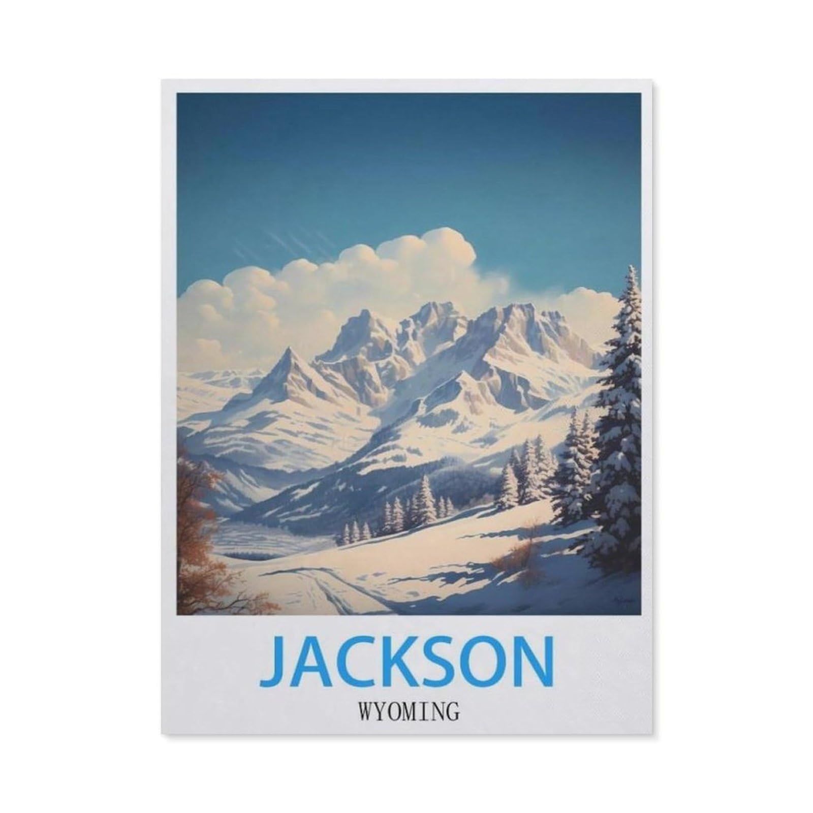 BEAYODKP 5D Diamond Painting Set for Adults and Children，Jackson Wyoming Vintage Travel Posters，DIY Diamond Crystal Rhinestone Embroidery Painting（30 x 40 cm/11.81 x 15.74 inches）-BW84