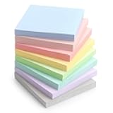Sticky Notes 3x3 Inch, 8 Pads Light Colors Self-Adhesive, 8 Assorted Pastel Colors, 80 Sheets/Pad, Reusable Notepads for Office, School, and Home