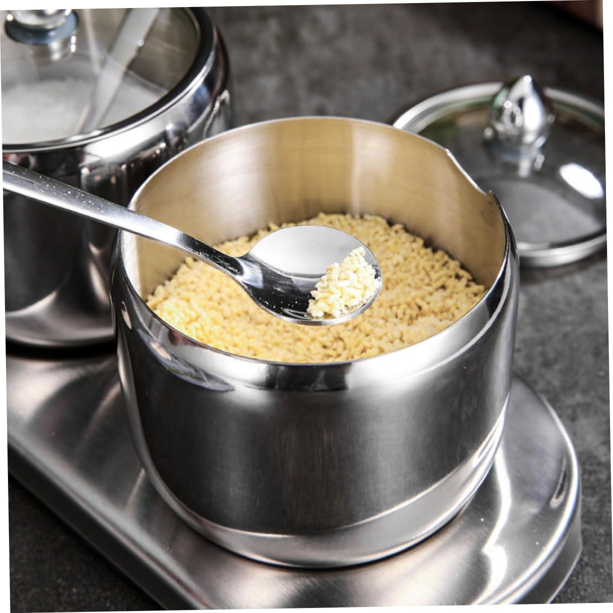Ciieeo Tarro De Especias De Acero Inoxidable Recipiente Para Especias Frasco Para Condimentos Botes De Acero Inoxidable Tarros Con Base Para Cocina