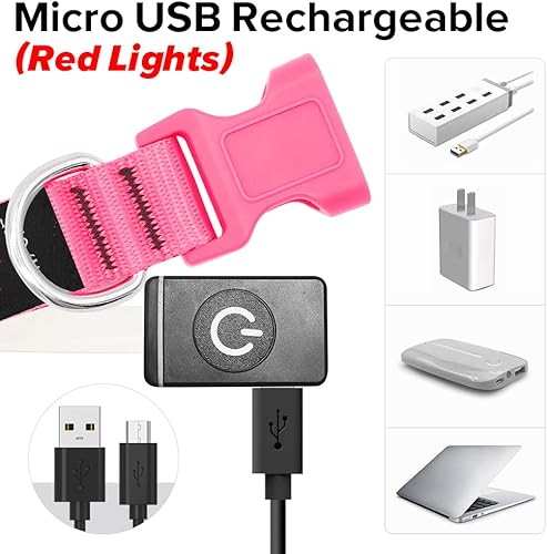 Miniatura 4 de Flashseen Collar de perro LED, luces recargables por USB, ajustable, cómodo, de malla suave, collar de seguridad para perros pequeños, medianos y