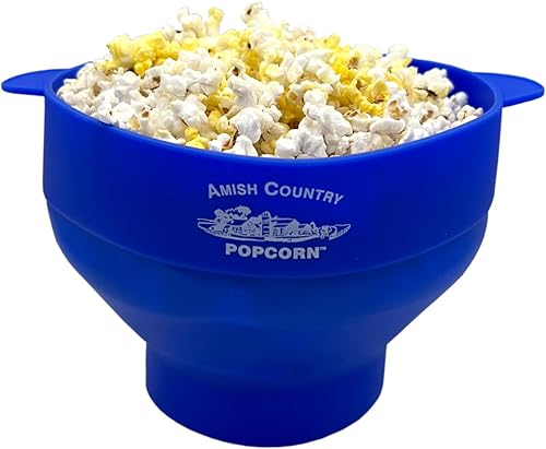 Amish Country Popcorn  Popper plegable de silicona para microondas con logotipo ACP personalizado  Tazón de palomitas de maíz sin BPA y PVC con asas