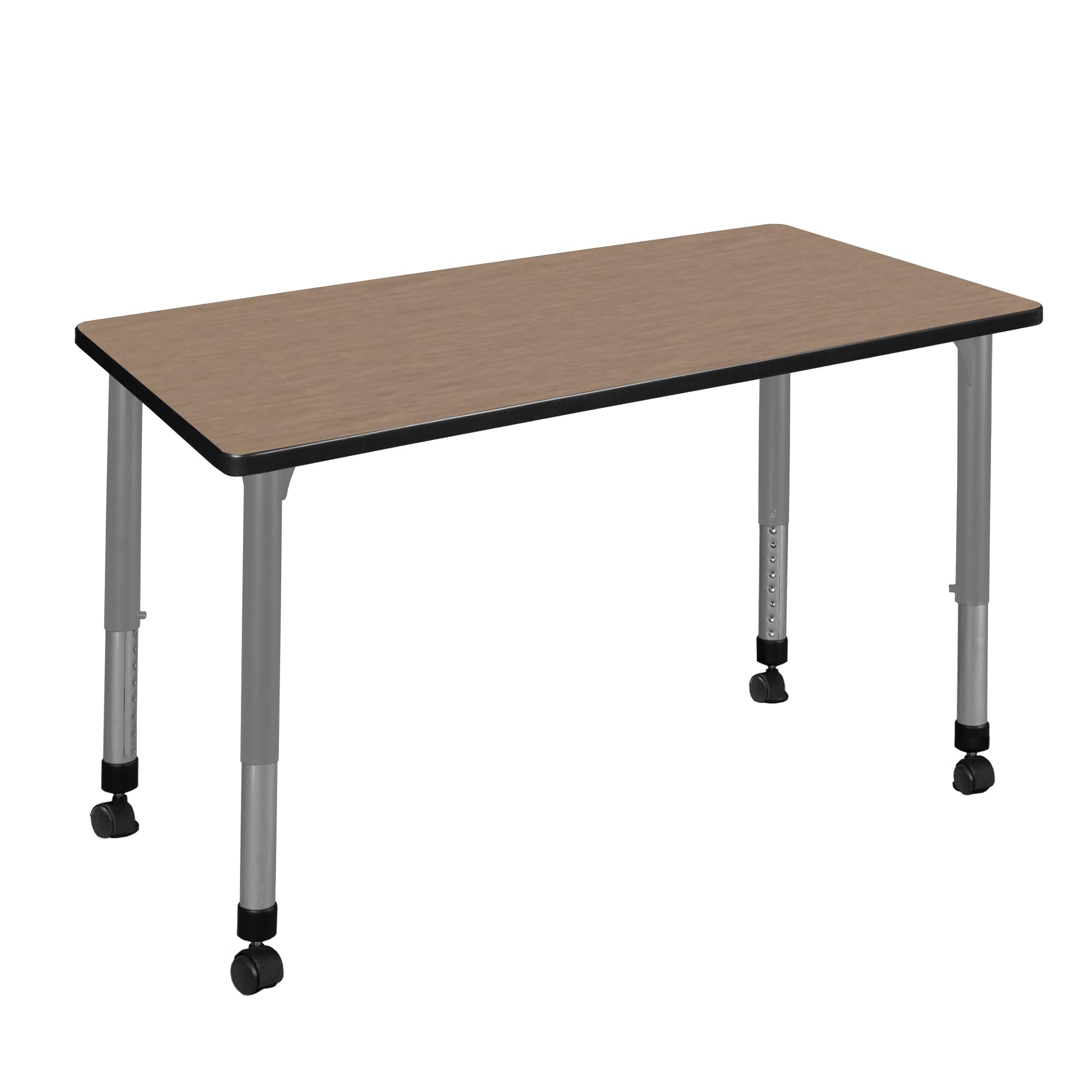 Regency Kee 48 x 24 in. Height Adjustable Mobile Classroom Activity Table- Noble Oak Top & Grey Base