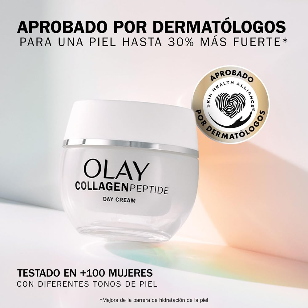 Olay Collagen Peptide Crema de Día Hidratante Facial, Con Niacinamida y Vitamina E. Cuidado Well-aging de la Piel: Fortalece, Restaura, Hidrata, 50ml