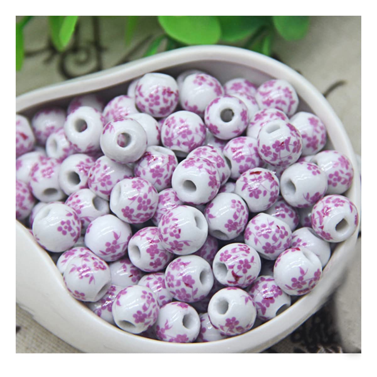Boutigem 160Pcs Round Porcelain Beads – 8-10.5mm Flower Printed Ceramic Spacer Beads For DIY Jewelry Making (Earrings, Bracelets) - View #7