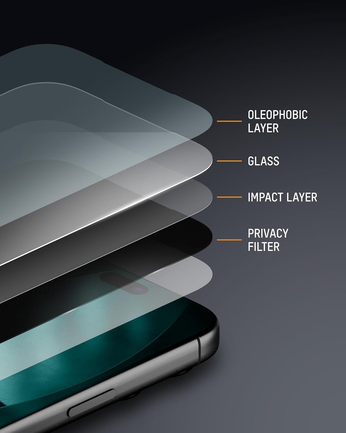 QsmQam Borderless Anti-Spy(Privacy) Speaker-Mesh Dust-Filter Tempered Glass Compatible With iPhone 17,With Anti-Explosion 9H Hardness Screen Guard (No black borders) — Amazon image 4