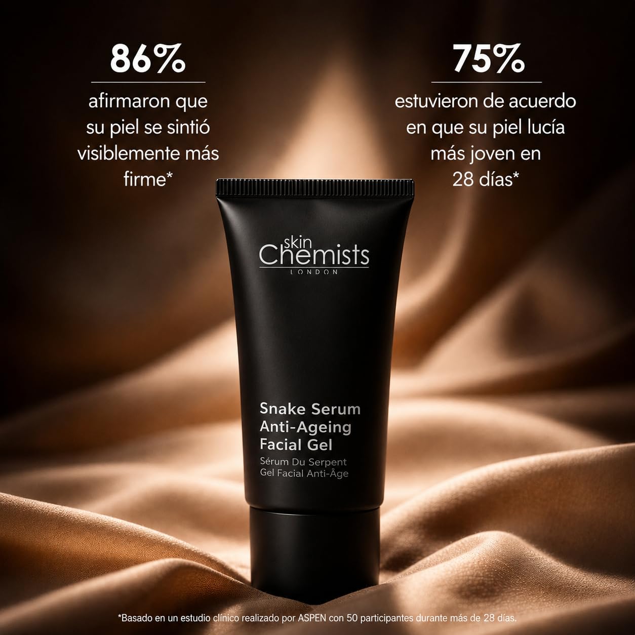skinChemists Snake Serum Anti-Ageing Facial Gel 30 ml - Serum Facial Ácido Hialurónico y Péptidos - Serum Antiarrugas Facial Mujer y Hombre - Gel Antiedad Reafirmante e Hidratante
