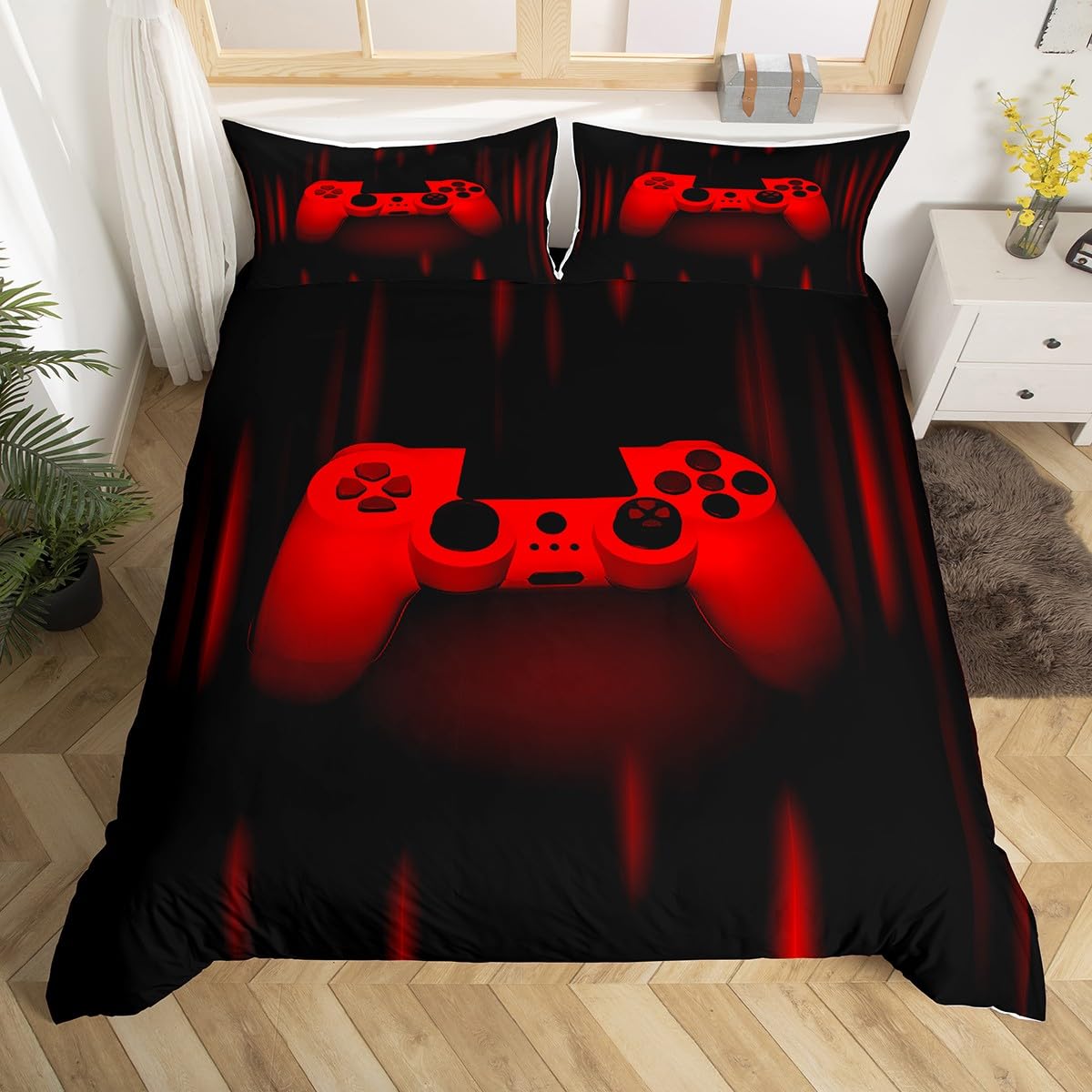 Tbrand Kinder Gamepad Bettwäsche Set 135x200cm Gamer Schlafz