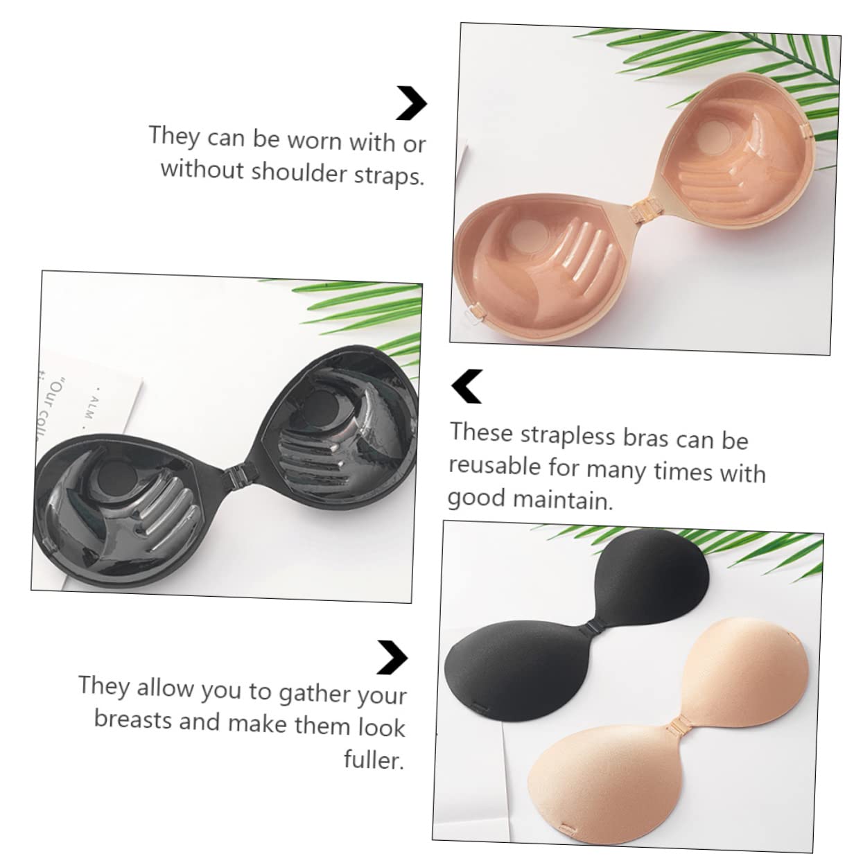 LIFKOME 3 Juegos 2 Piezas Pegatinas de wedding dress seamless bra sujetador sin tirantes sujetador adhesivo invisible sujetador de para el vestido sujetador de