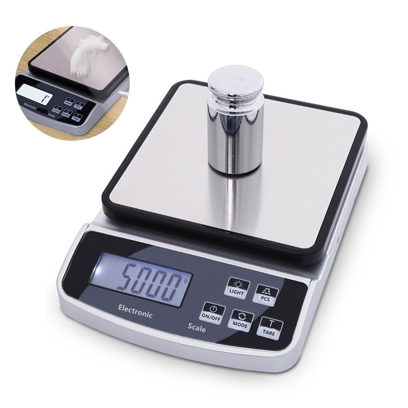 Alimentos Electrónicos 15 Kg Multifunción Cocina Hogar Café Horneado Joyería Impermeable Balanza De Precisión Báscula Medición Precisa Esfuerzo(10kg 1g)