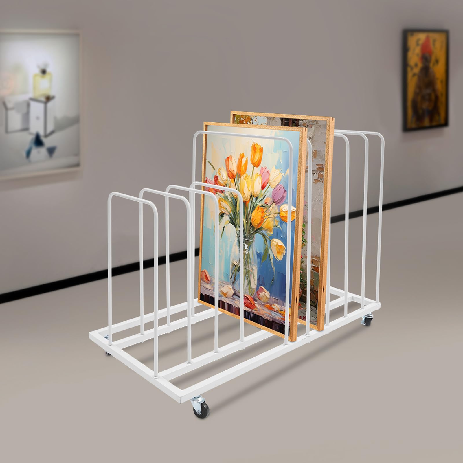 Modular Canvas Rack Canvas Organizer Large Rack, Drying Painting Canvas Rack With Wheels ...