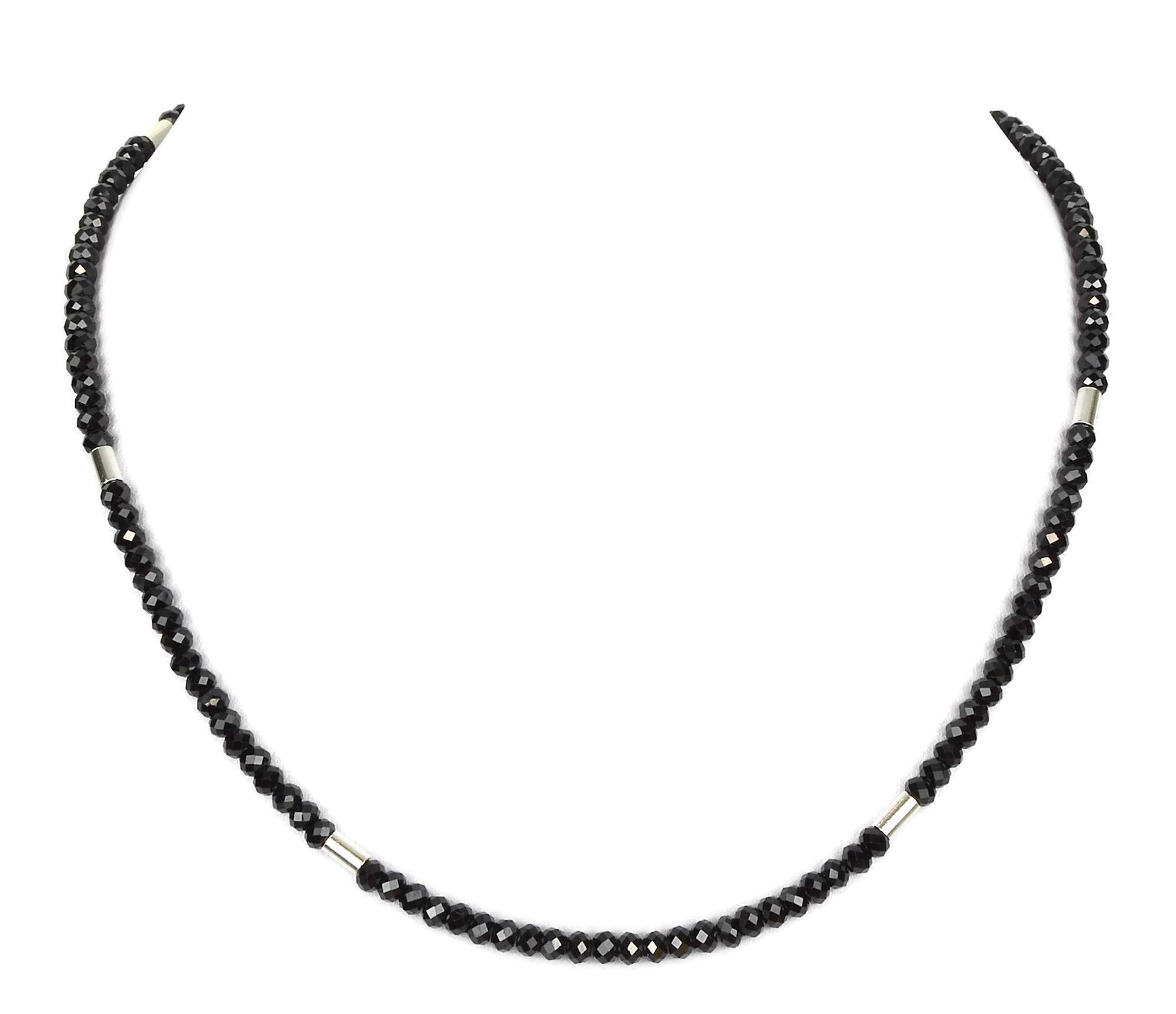 Spinell Kette schwarz - Spinell Halskette - schwarze Steinkette - 925 Silber