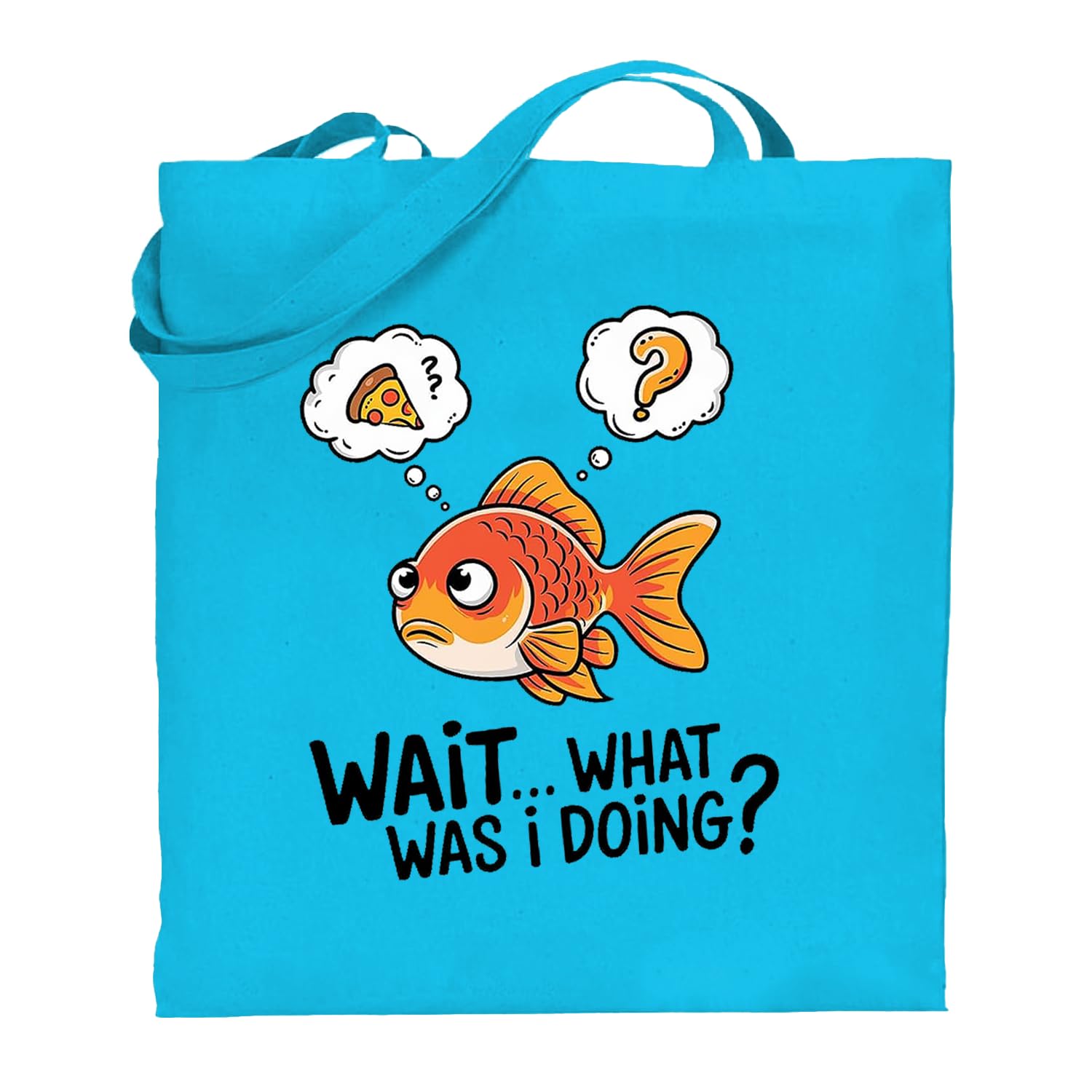 Printshirts Wait... What Was I Doing? Tote Bag – Funny Forgetful Tote for Women, Men & Teens – 10 Colour Options – Reusable Eco Canvas Shopper, Relatable Quote Gift, Slogan Mood Bag (Sapphire)