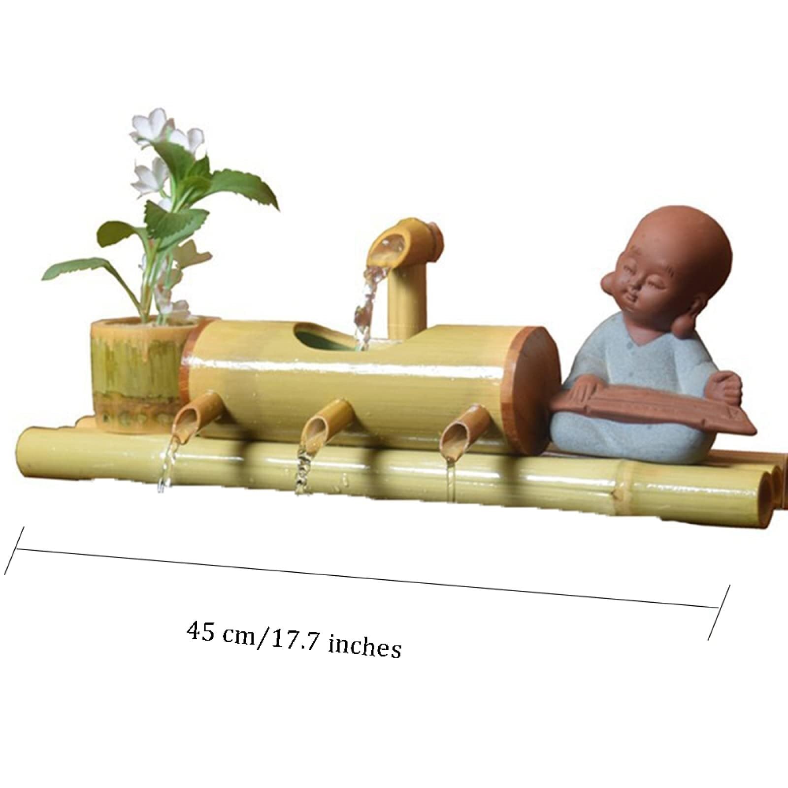 Fontaine d'intérieur Zen Garden avec Pompe à Eau, en Bambou. Apporte sérénité et tranquillité aux espaces de Travail animés. Couleur Unique - 30 cm.