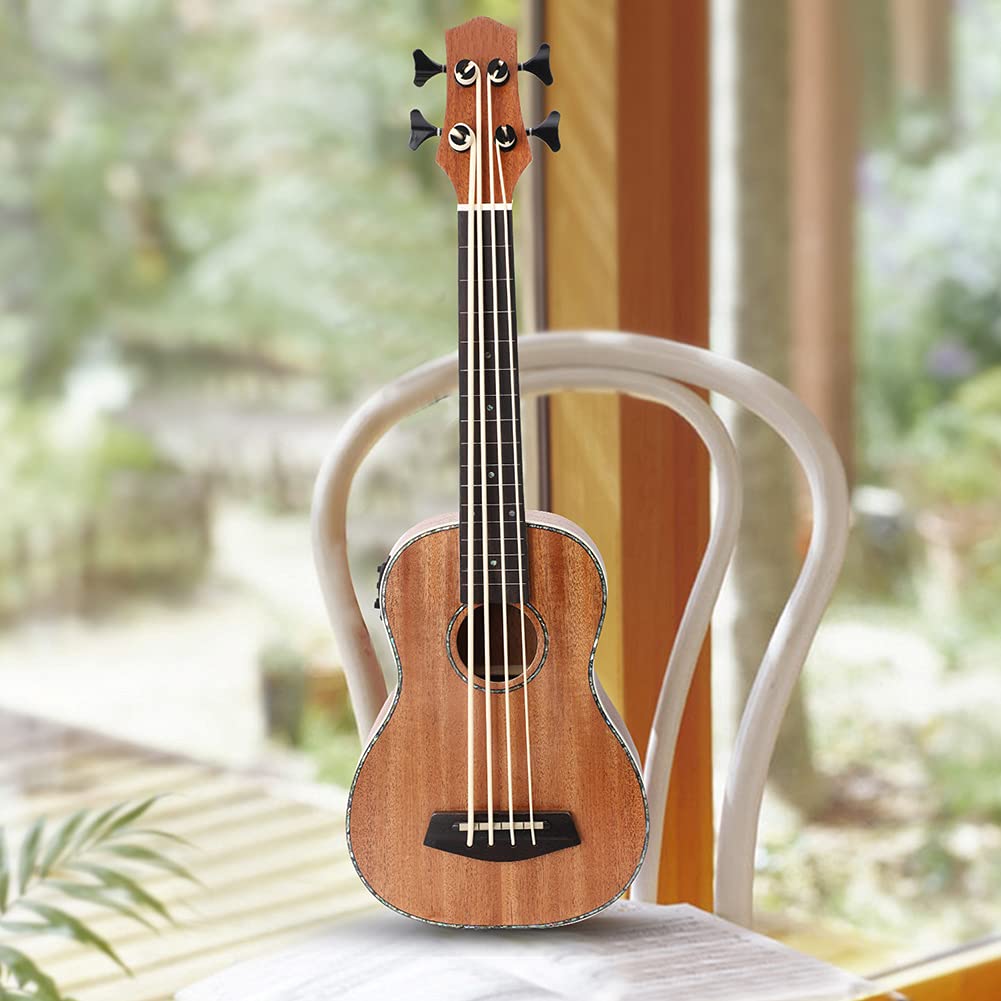 Basso Elettrico Ukulele, Ubass in Mogano da 30 Pollici per Professionisti per Principianti con Chiave per le Scelte di Gig, Bassi Elettrica Ukulele per Principianti e