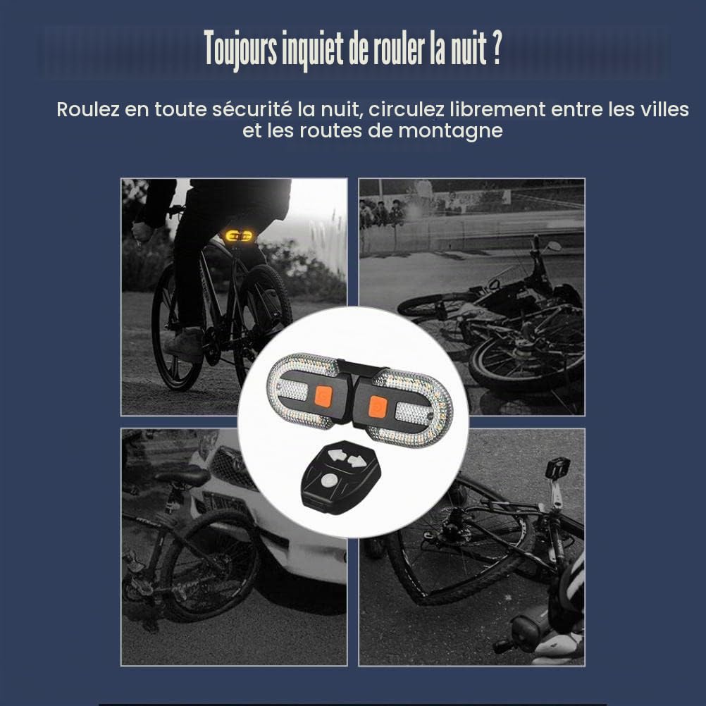 Lot de clignotants de vélo avec télécommande sans fil rechargeable USB pour vélo de nuit
