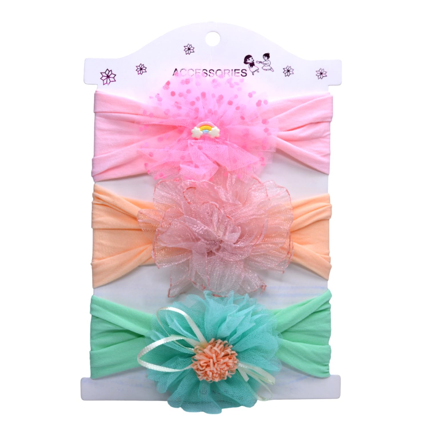 SYGA Pack of 3 Baby Headbands for Girls Soft Stretchable Hairbands with Cute Floral Bow Designs Newborn Infant Toddler Headband 0-3 Years(Design-03)-image-20