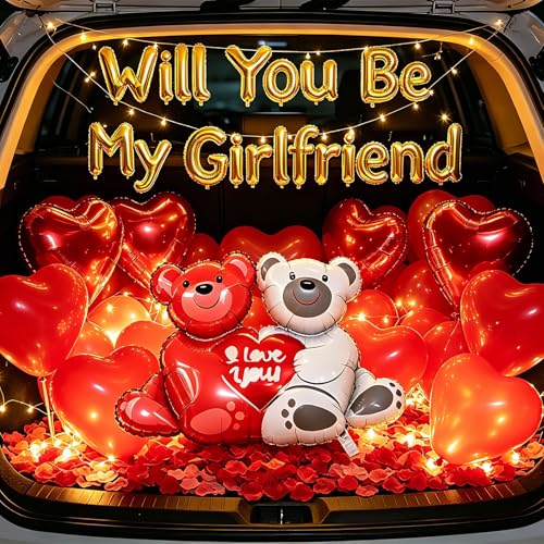 Image of Will You Be My Girlfriend Balloon Set,Romantic Proposal Decoration