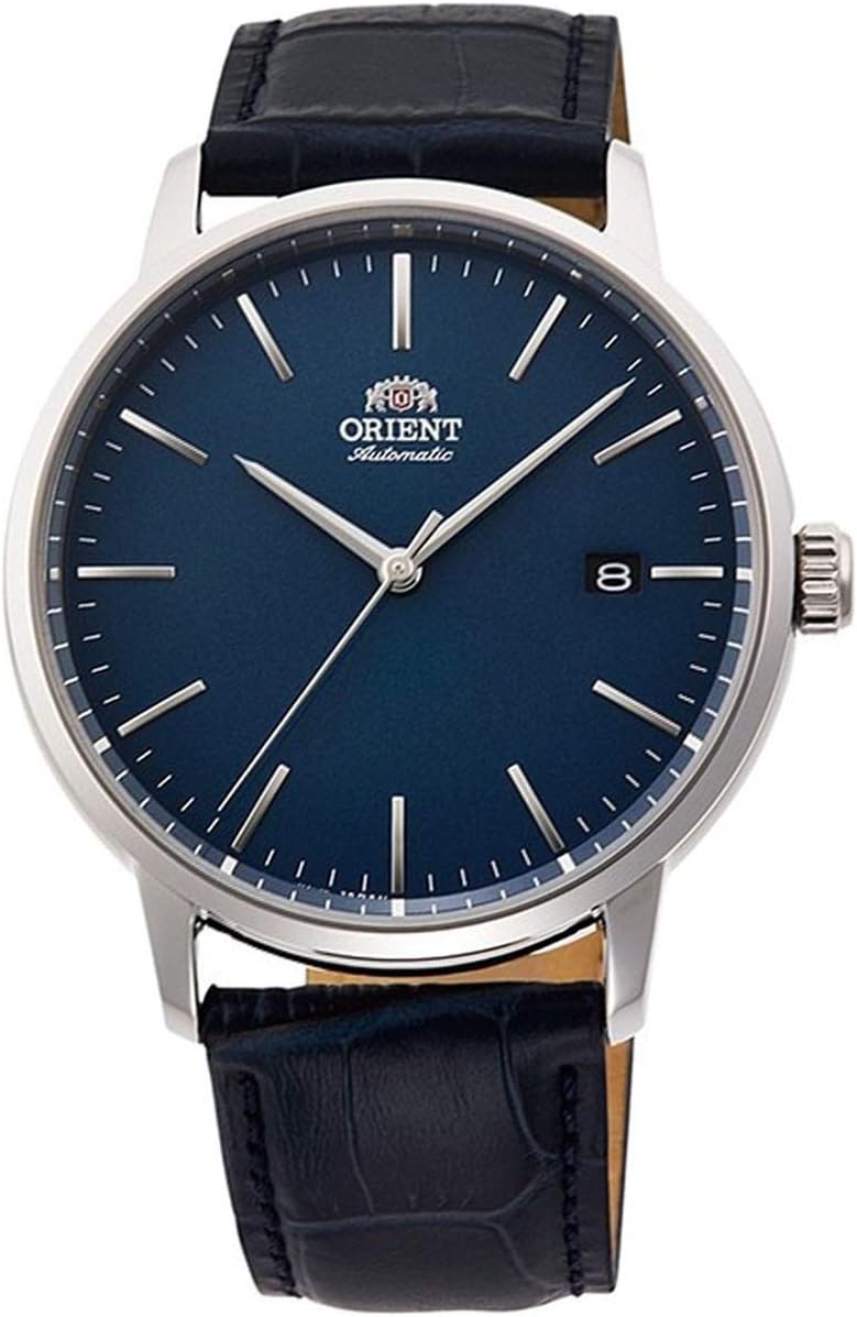 RA-AC0E04L Men's Maestro Leather Band Minimalist Blue Dial Automatic Watch